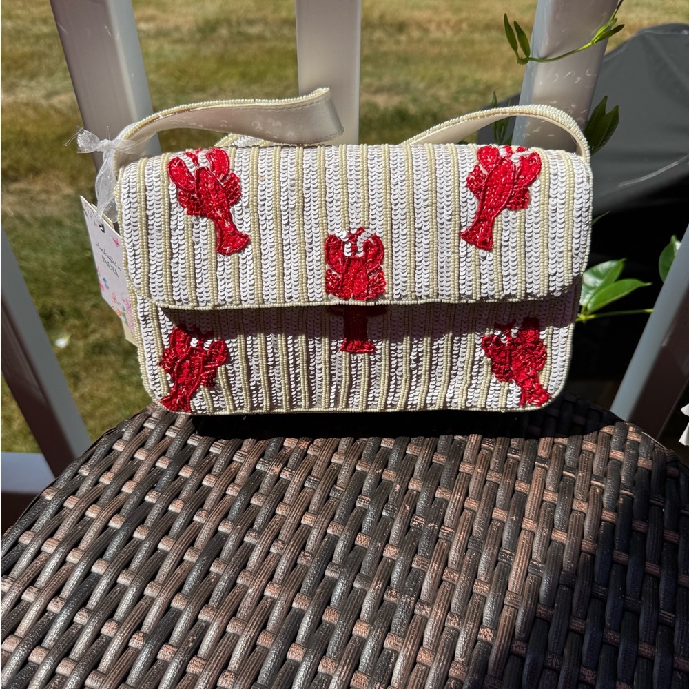 Elegant Cream and Red Lobster Crossbody Bag